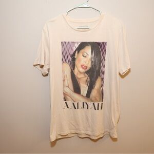 Cream Graphic T-Shirt with Aaliyah Print